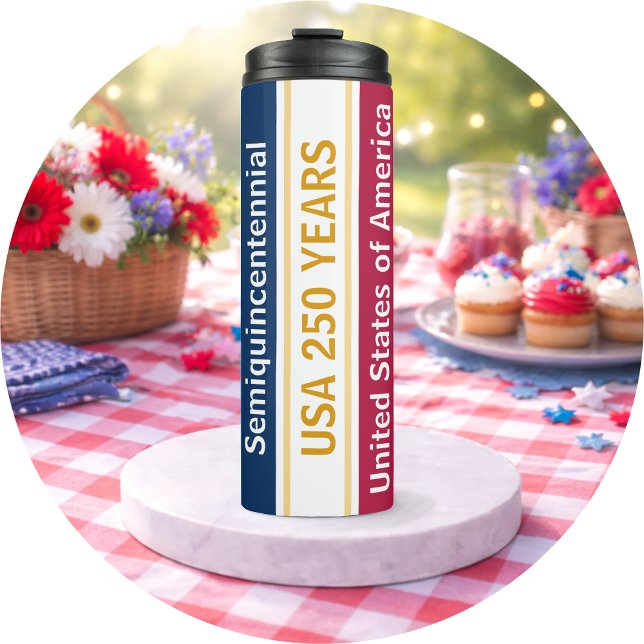 USA 250 Years Semiquincentennial Patriotic Stripes Thermal Tumbler (Creator Uploaded)