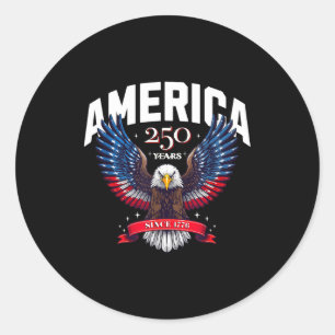 Usa 250 years since 1776 patriotic eagle design  classic round sticker