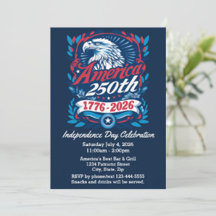 USA 250th 4th of July Patriotic America's Birthday Invitation