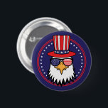 USA 250th 4th of July Patriotic Eagle  6 Cm Round Badge<br><div class="desc">Celebrate America’s 250th birthday in bold patriotic style with this USA 250th 4th of July Patriotic Eagle button! Featuring a cool American eagle rocking an Uncle Sam hat and patriotic sunglasses, this fun and festive design is perfect for adding personality to jackets, backpacks, party favors, lanyards, and more. Commemorating July...</div>