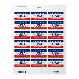 USA 250th Anniversary 1776 2026 4th of July Label