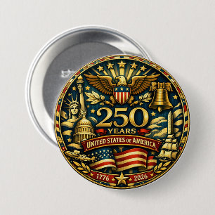 USA 250th Anniversary 1776 - 2026 7.5 Cm Round Badge