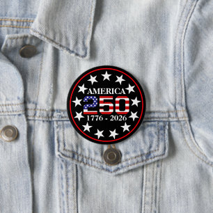 USA 250th Anniversary 1776-2026 American Flag 7.5 Cm Round Badge