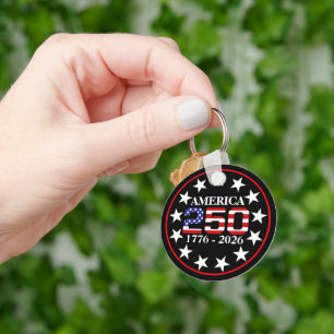 USA 250th Anniversary 1776-2026 American Flag Key Ring