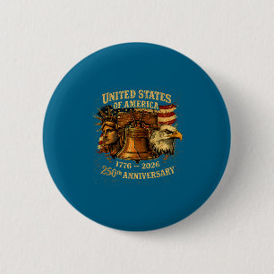Usa 250th Anniversary 1776 2026 Graphic Art 6 Cm Round Badge