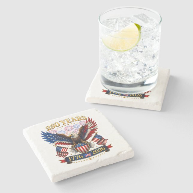 USA 250th Anniversary 1776-2026 Stone Coaster (Side)