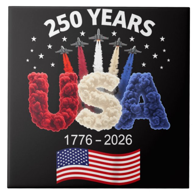 Usa 250th Anniversary American Flag 250 Years  Tile (Front)