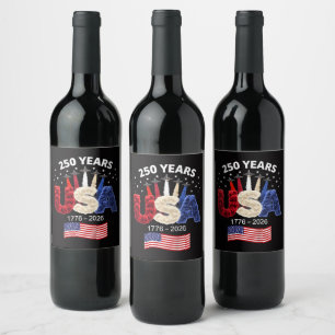 Usa 250th Anniversary American Flag 250 Years Wine Label