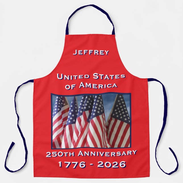 USA 250th Anniversary American Flags Patriotic Apron (Front)