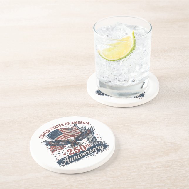 USA 250th Anniversary Bald Eagle Statue of Liberty Coaster (Side)