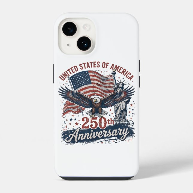 USA 250th Anniversary Bald Eagle Statue of Liberty iPhone Case (Back)