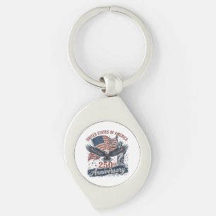 USA 250th Anniversary Bald Eagle Statue of Liberty Key Ring