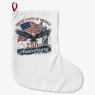 USA 250th Anniversary Bald Eagle Statue of Liberty Large Christmas Stocking