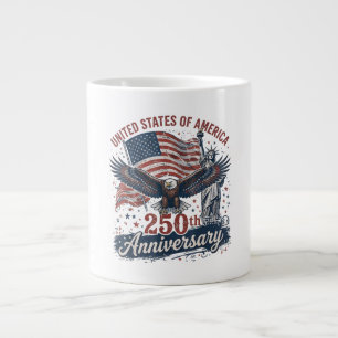 USA 250th Anniversary Bald Eagle Statue of Liberty Large Coffee Mug
