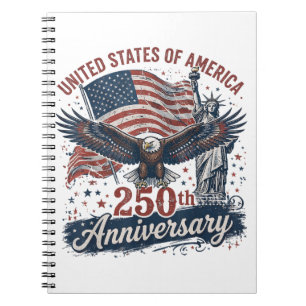 USA 250th Anniversary Bald Eagle Statue of Liberty Notebook