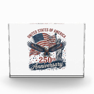 USA 250th Anniversary Bald Eagle Statue of Liberty Photo Block