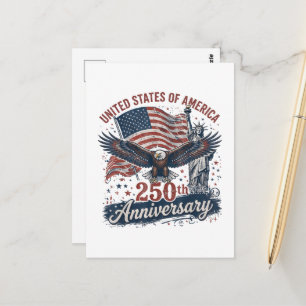 USA 250th Anniversary Bald Eagle Statue of Liberty Postcard