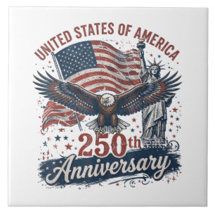 USA 250th Anniversary Bald Eagle Statue of Liberty Tile
