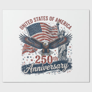 USA 250th Anniversary Bald Eagle Statue of Liberty Wrapping Paper