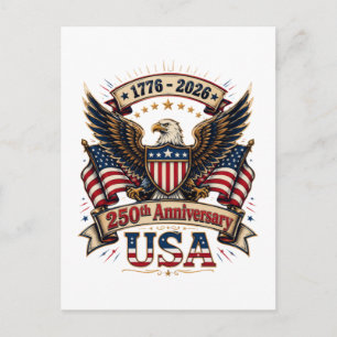 USA 250th Anniversary Eagle Invitation Postcard