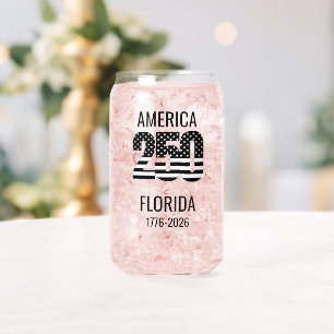 USA 250th Anniversary Florida Stars Stripes Beach  Can Glass