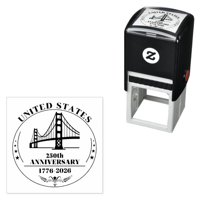 USA 250th Anniversary Golden Gate Emblem Self-inking Stamp (In Situ)