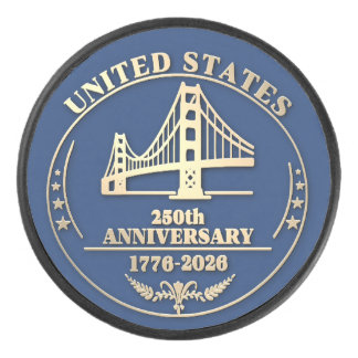 USA 250th Anniversary Golden Gate Gold design  Hockey Puck