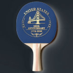 USA 250th Anniversary Golden Gate Gold design  Ping Pong Paddle<br><div class="desc">Celebrate 250 years of American independence with these striking commemorative ping pong paddles honoring the historic milestone of 1776–2026. Designed to be both functional ping pong accessories and a meaningful decorative pieces, these balls capture the pride, heritage, and enduring spirit of the United States. At the center is a beautifully...</div>