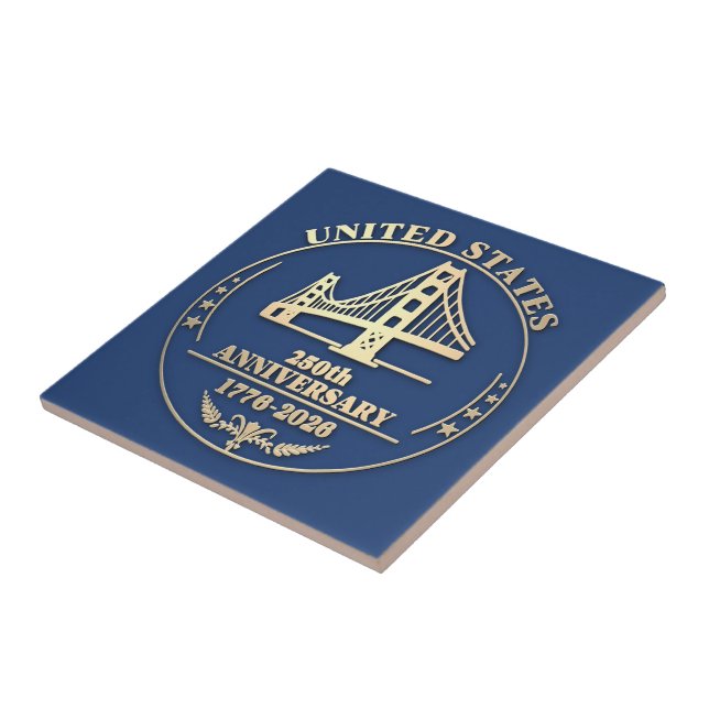 USA 250th Anniversary Golden Gate Gold design Tile (Side)
