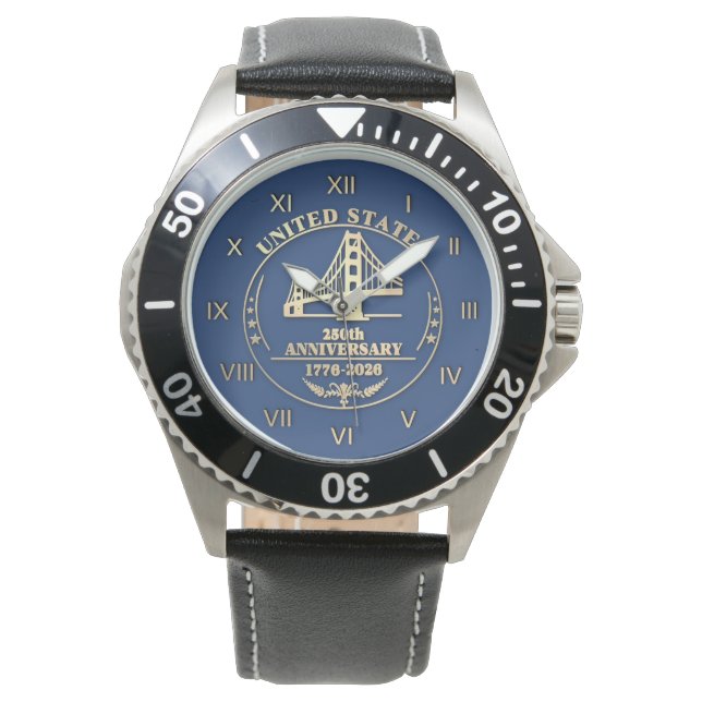 USA 250th Anniversary Golden Gate Gold Roman Nb Watch (Front)