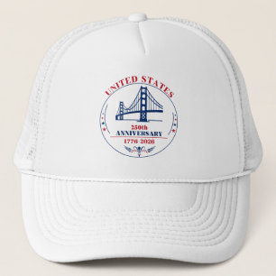 USA 250th Anniversary Golden Gate red blue Trucker Hat