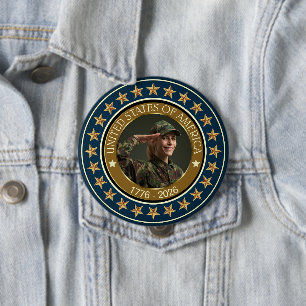 USA 250th Anniversary I Patriotic 1776-2026  10 Cm Round Badge