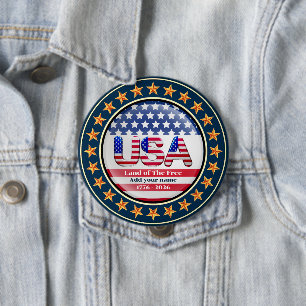 USA 250th Anniversary I Patriotic 1776-2026  10 Cm Round Badge