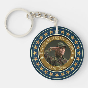 USA 250th Anniversary I Patriotic 1776-2026 Key Ring