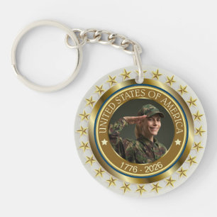 USA 250th Anniversary I Patriotic 1776-2026 Key Ring