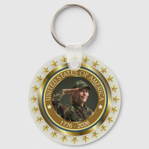 USA 250th Anniversary I Patriotic 1776-2026 Key Ring
