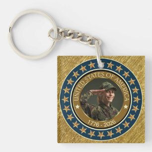 USA 250th Anniversary I Patriotic 1776-2026 Key Ring