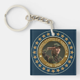 USA 250th Anniversary I Patriotic 1776-2026 Key Ring