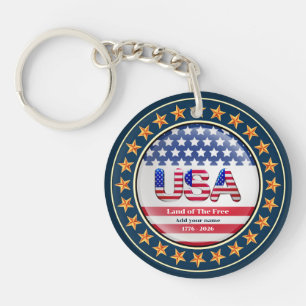 USA 250th Anniversary I Patriotic 1776-2026 Keycha Key Ring