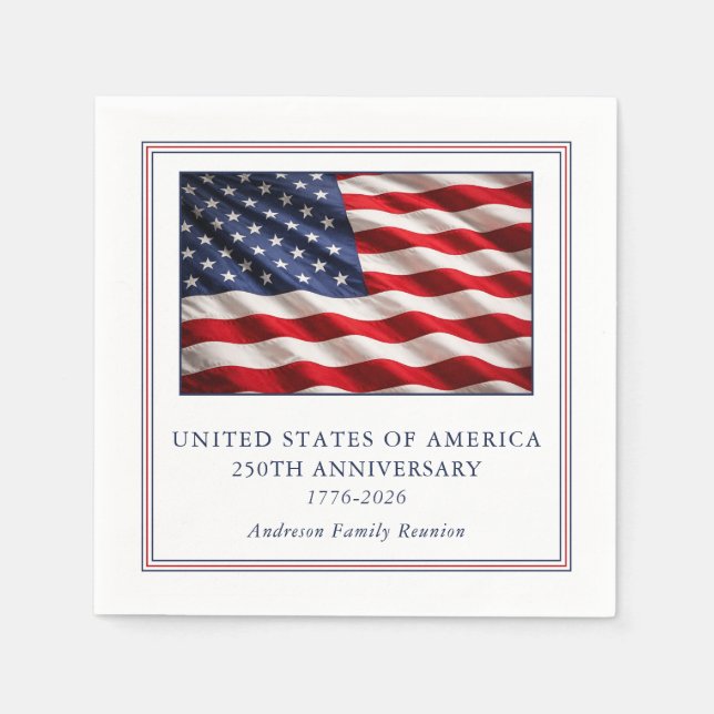 USA 250th Anniversary Modern Patriotic Party  Napkin (Front)