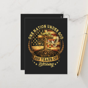 USA 250th Anniversary One Nation Under God Holiday Postcard