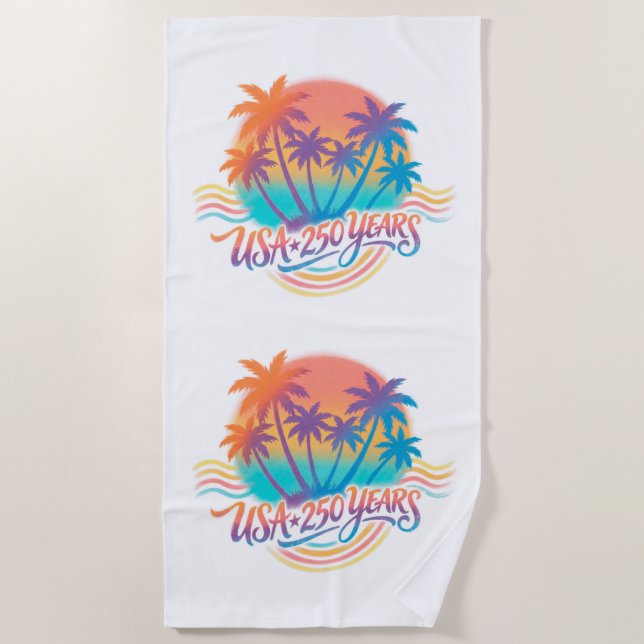 USA 250th anniversary Palm Trees  Beach Towel (Front)
