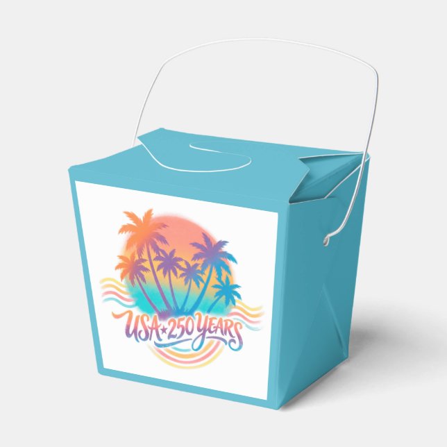 USA 250th anniversary Palm Trees  Favour Box (Front Side)