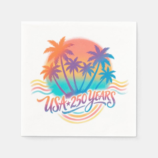 USA 250th anniversary Palm Trees  Napkin (Front)