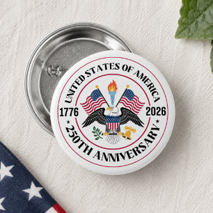 USA 250th Anniversary Patriotic Eagle Emblem 3 Cm Round Badge