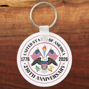 USA 250th Anniversary Patriotic Eagle Emblem Key Ring