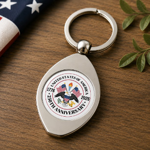 USA 250th Anniversary Patriotic Eagle Emblem Key Ring