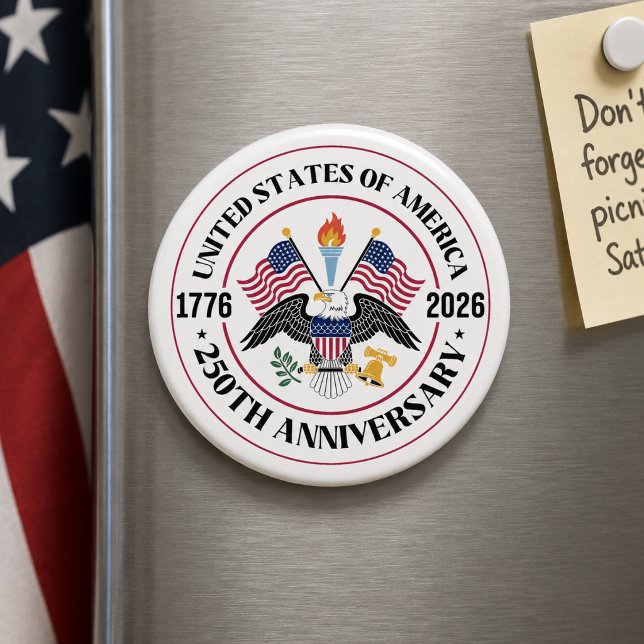 USA 250th Anniversary Patriotic Eagle Emblem Magnet (matching items available)