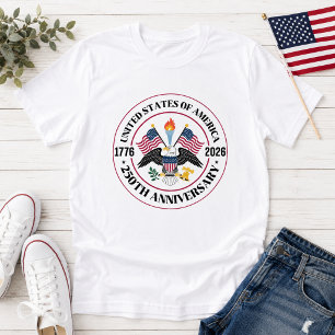 USA 250th Anniversary Patriotic Eagle Emblem T-Shirt