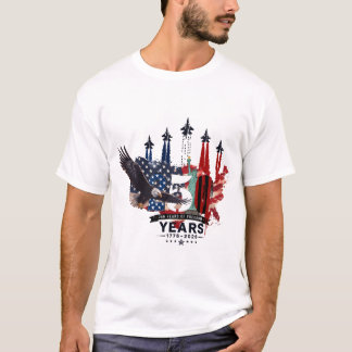 USA 250th Anniversary Patriotic Eagle Fighter Jet T-Shirt